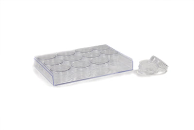 Clear Rectangular Acrylic Box With 12 Screw Top Vials