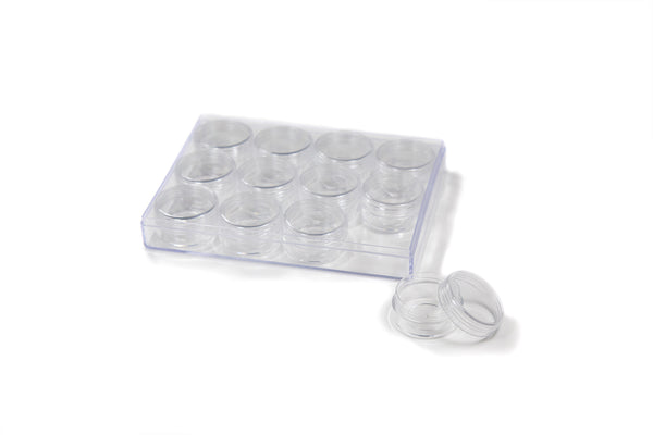 Clear Rectangular Acrylic Box With 12 Screw Top Vials - BeadOnIt Boards